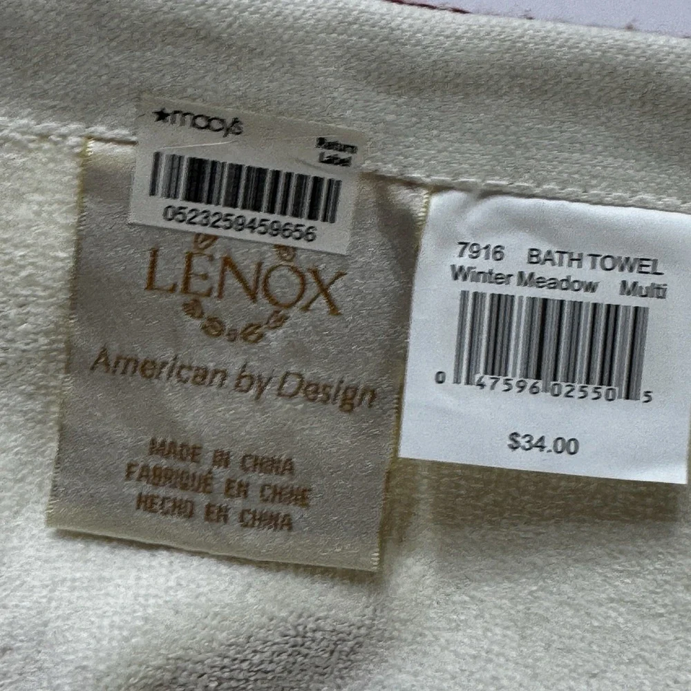 Lenox Winter Meadow 6 Pc Bath Hand Finger Tip Towel Set Poinsettia New Cotton
